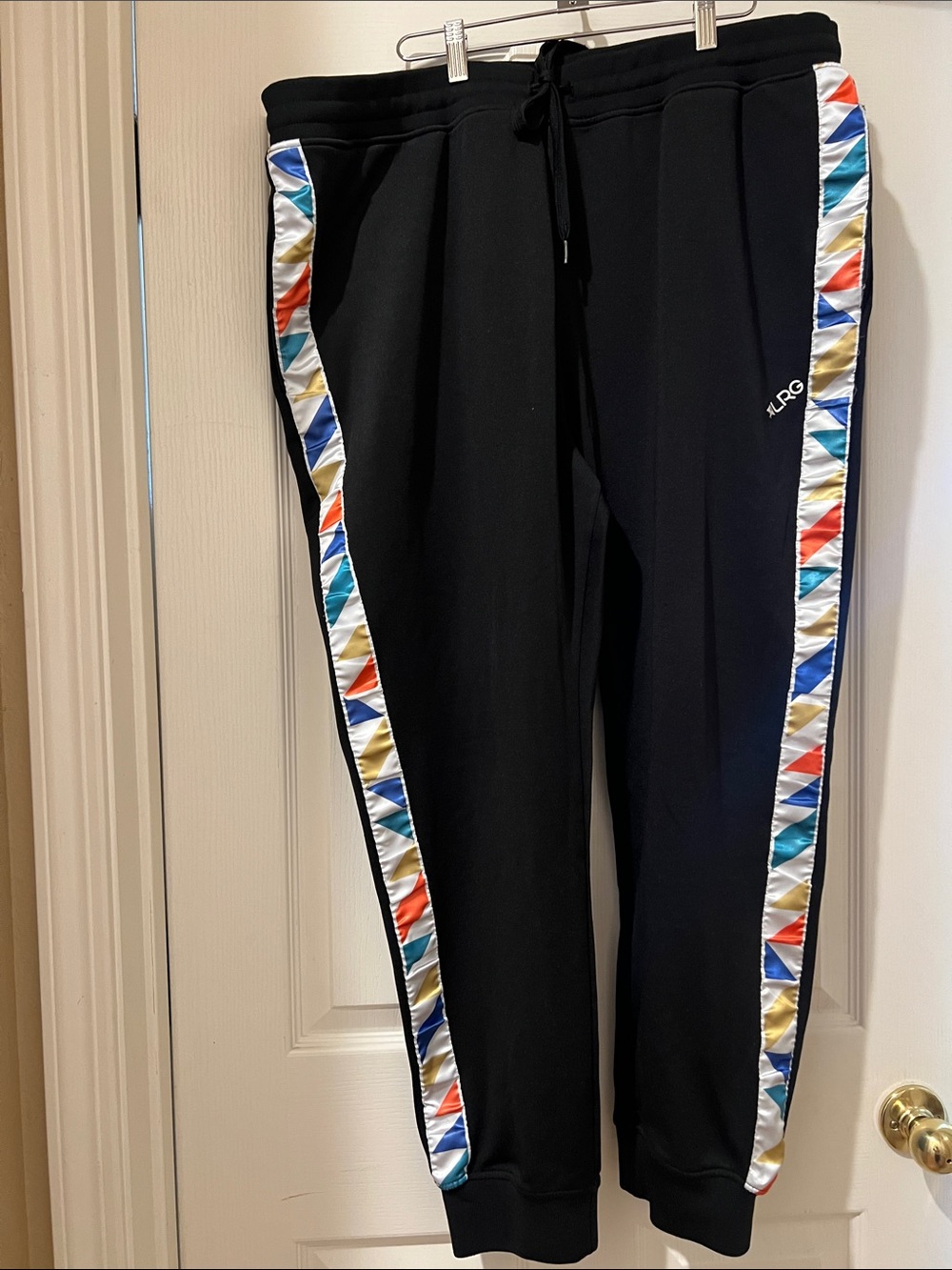 LRG Black Jogger Pants with Multicolor Side Trim